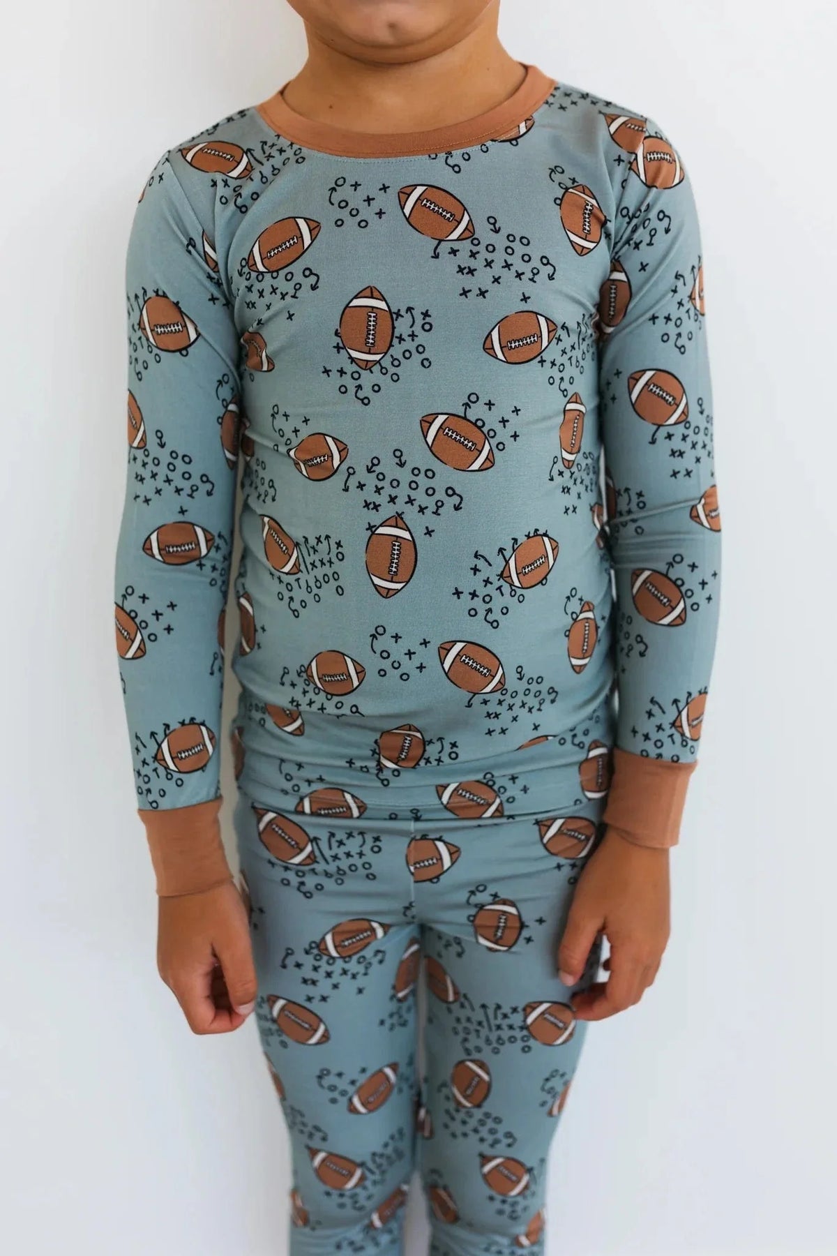 Long Sleeve Pajama Set - Green Football