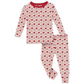 Girl's Print  Long Sleeve Pajama Set - Natural Heart Doodles