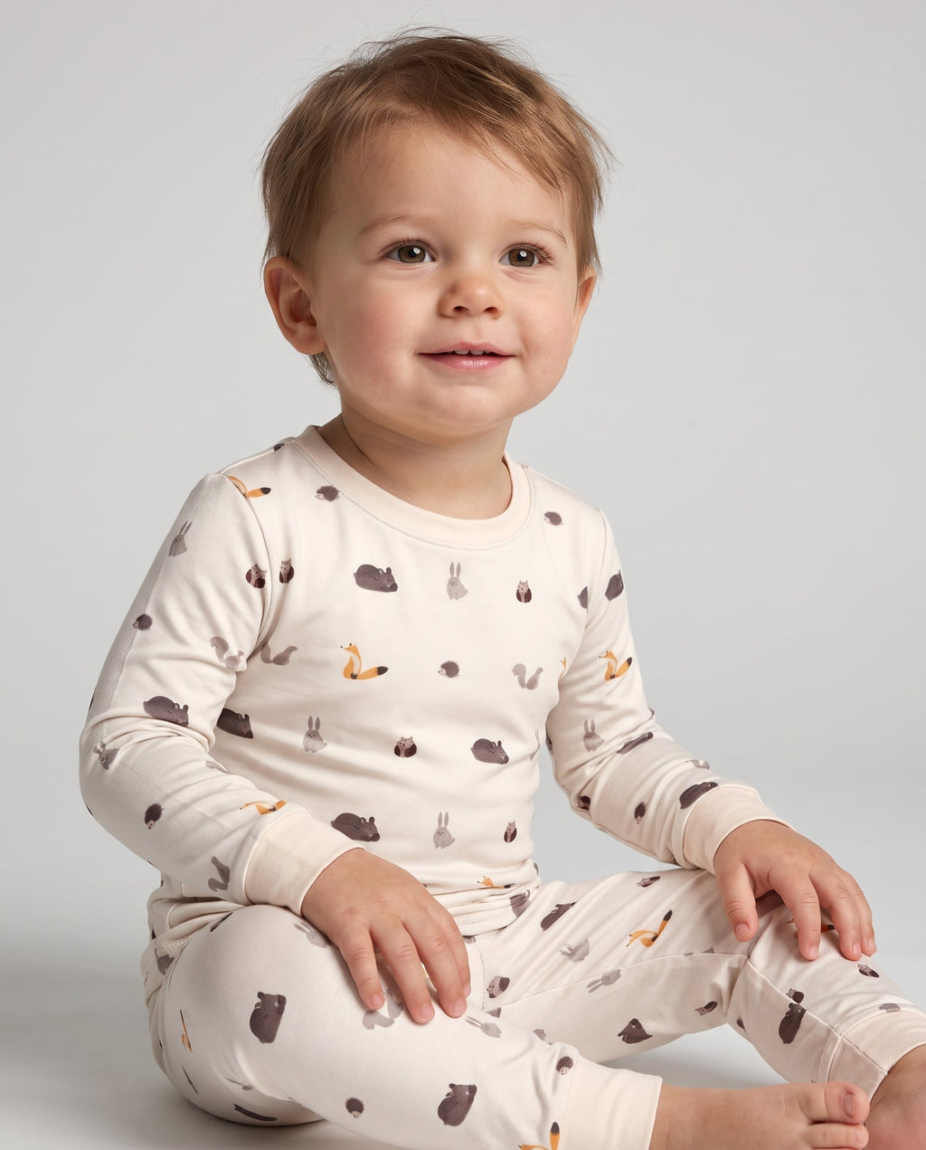 Woodland Friends Gathering Bamboo Two Piece Long Sleeve Pajama Set