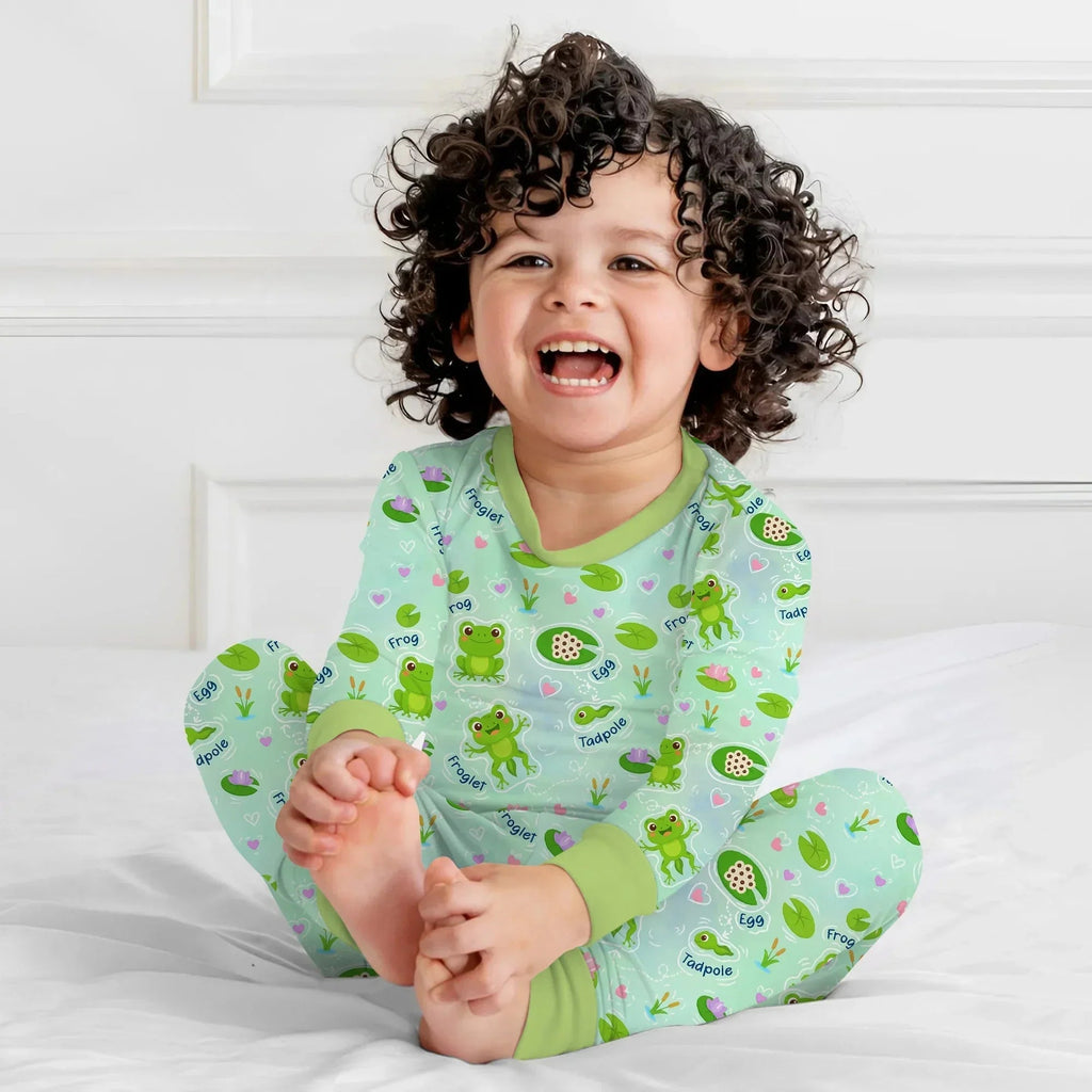Little Wonders From Tadpole to Frog Bamboo Two Piece Long Sleeve Pajama Set