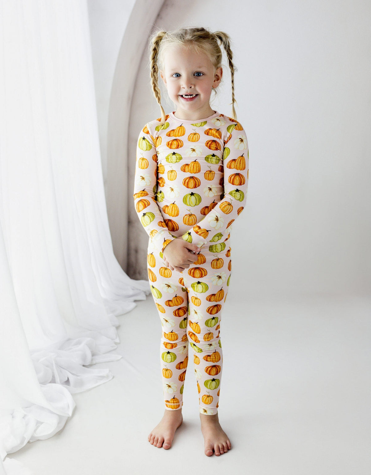 Long Sleeve Pajama Set - Baby Rose Pumpkin Patch