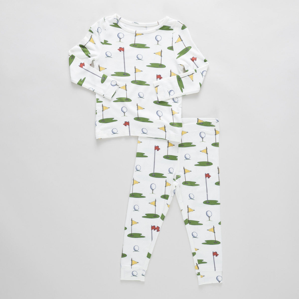 Long Sleeve Pajama Set - Cream Golf Tournament