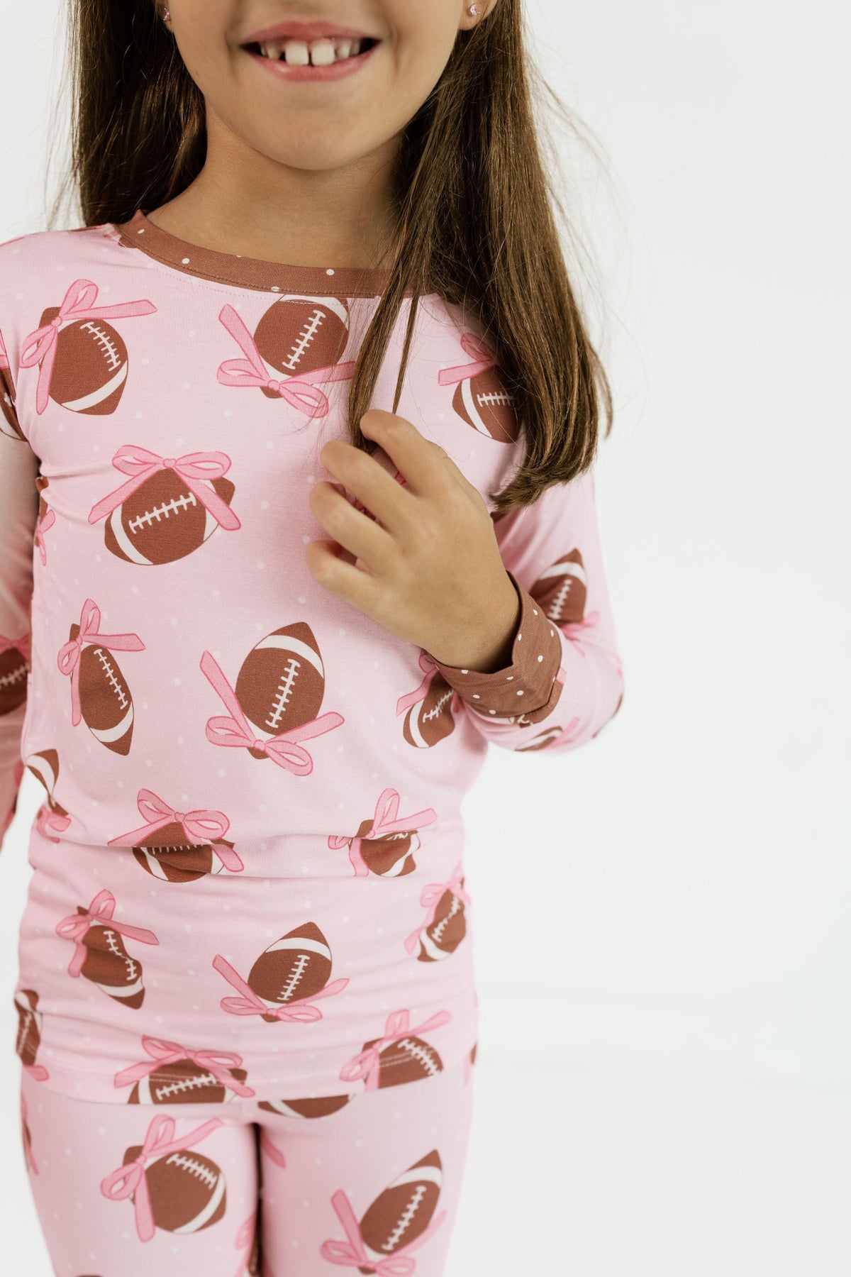 Long Sleeve Pajama Set - Game Day Bows