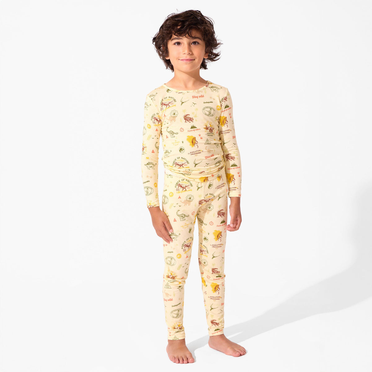 Long Sleeve Pajama Set - Jurassic Park Beige