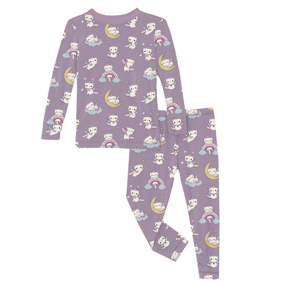 Long Sleeve Pajama Set - Lavender Caticorn