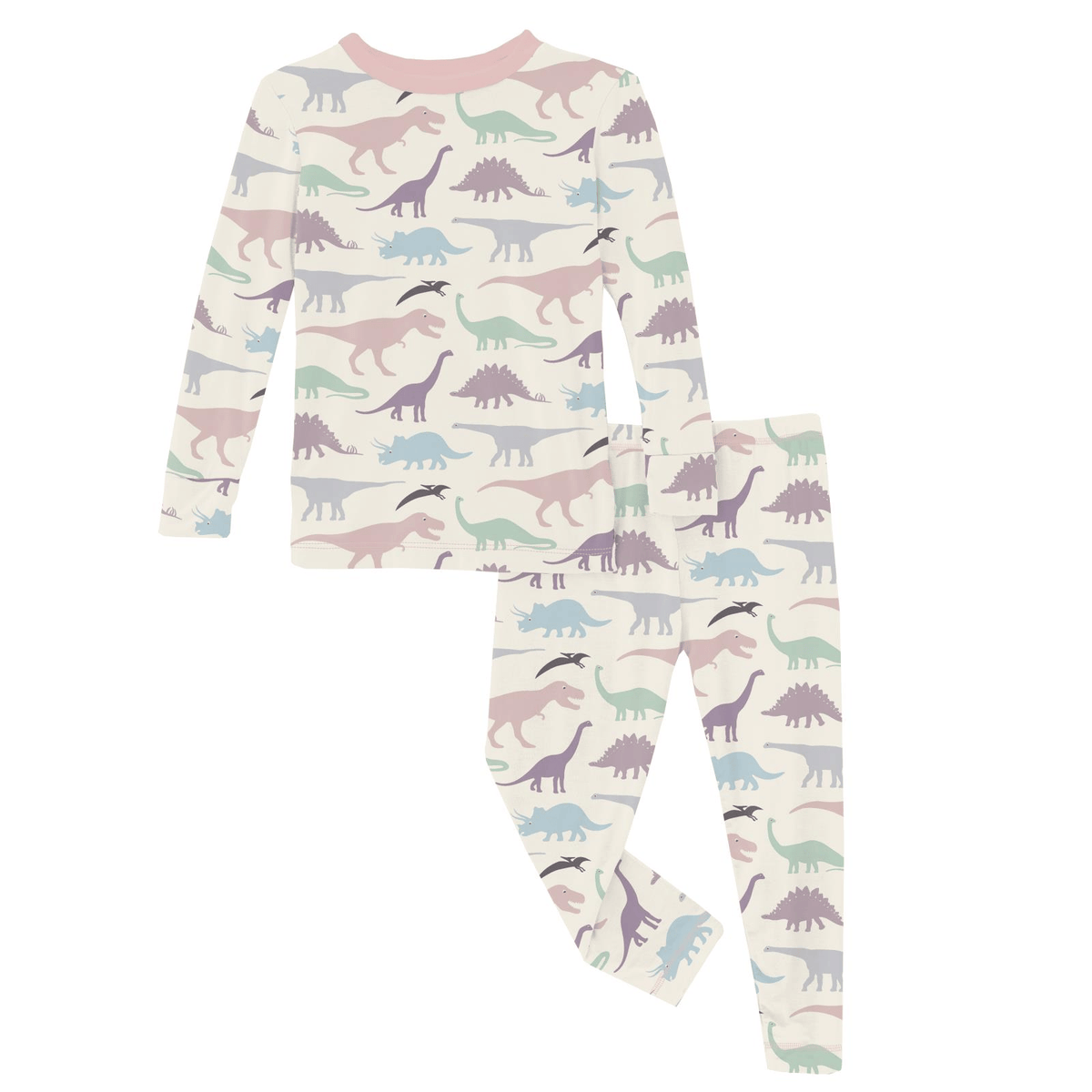 Long Sleeve Pajama Set - Lavender Dino Museum