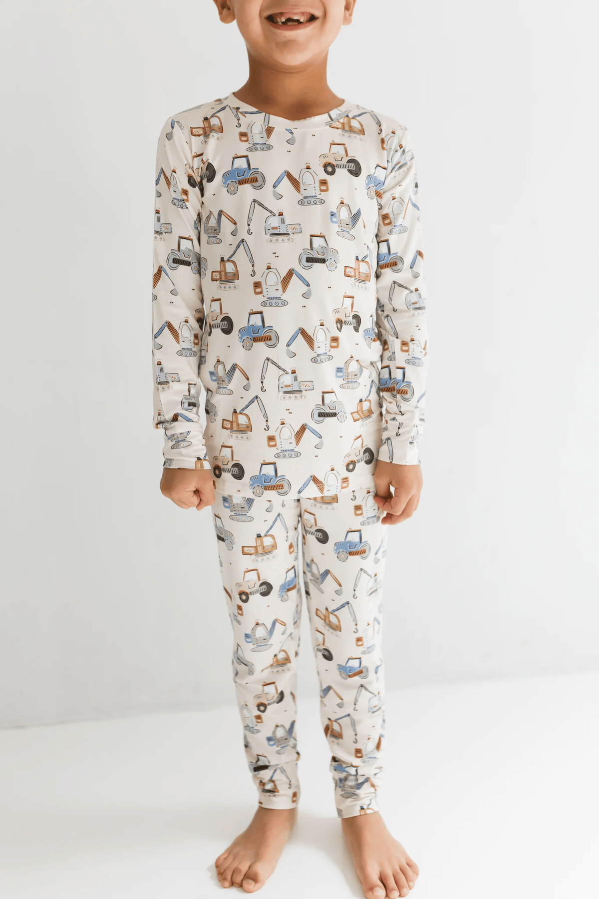 Long Sleeve Pajama Set - Little Excavator