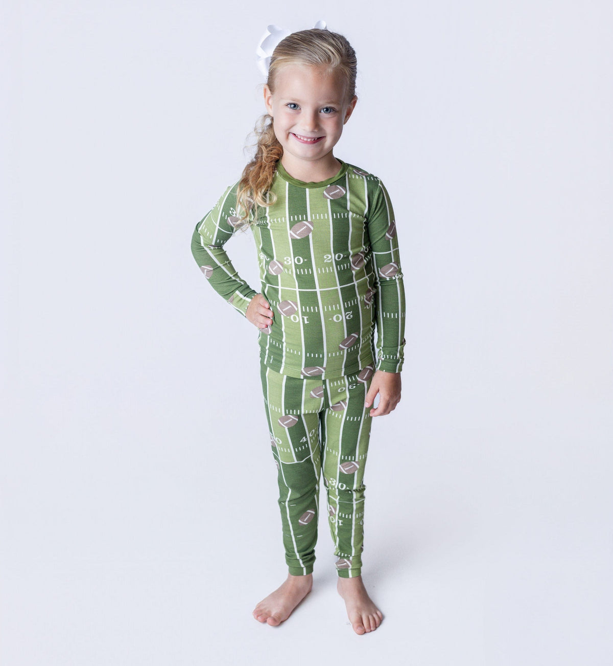 Long Sleeve Pajama Set - Pesto Football