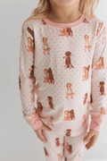 Long Sleeve Pajama Set - Pink Pup Friends