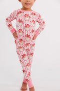 Long Sleeve Pajama Set - Pink Santa Claus Lane