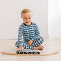 Long Sleeve Pajama Set - Spring Sky London Trains