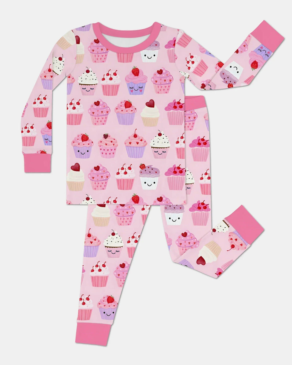 Valentine Emotional Cupcakes Bamboo Two Piece Long Sleeve Pajama Set