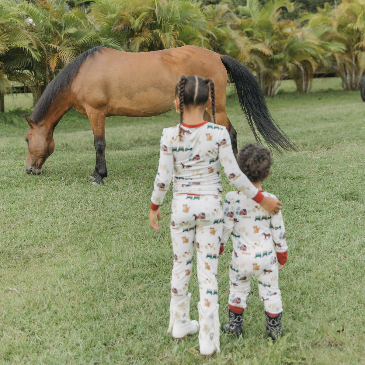 On the Farm Bamboo Long Sleeve Kids Pajama Pants Set