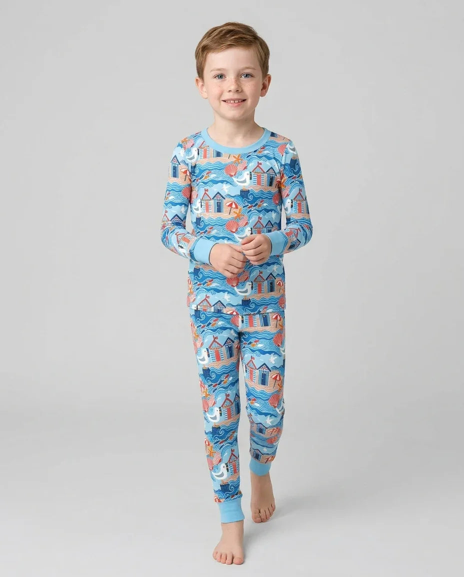 Little Beach Day Bamboo Two Piece Long Sleeve Pajama Set