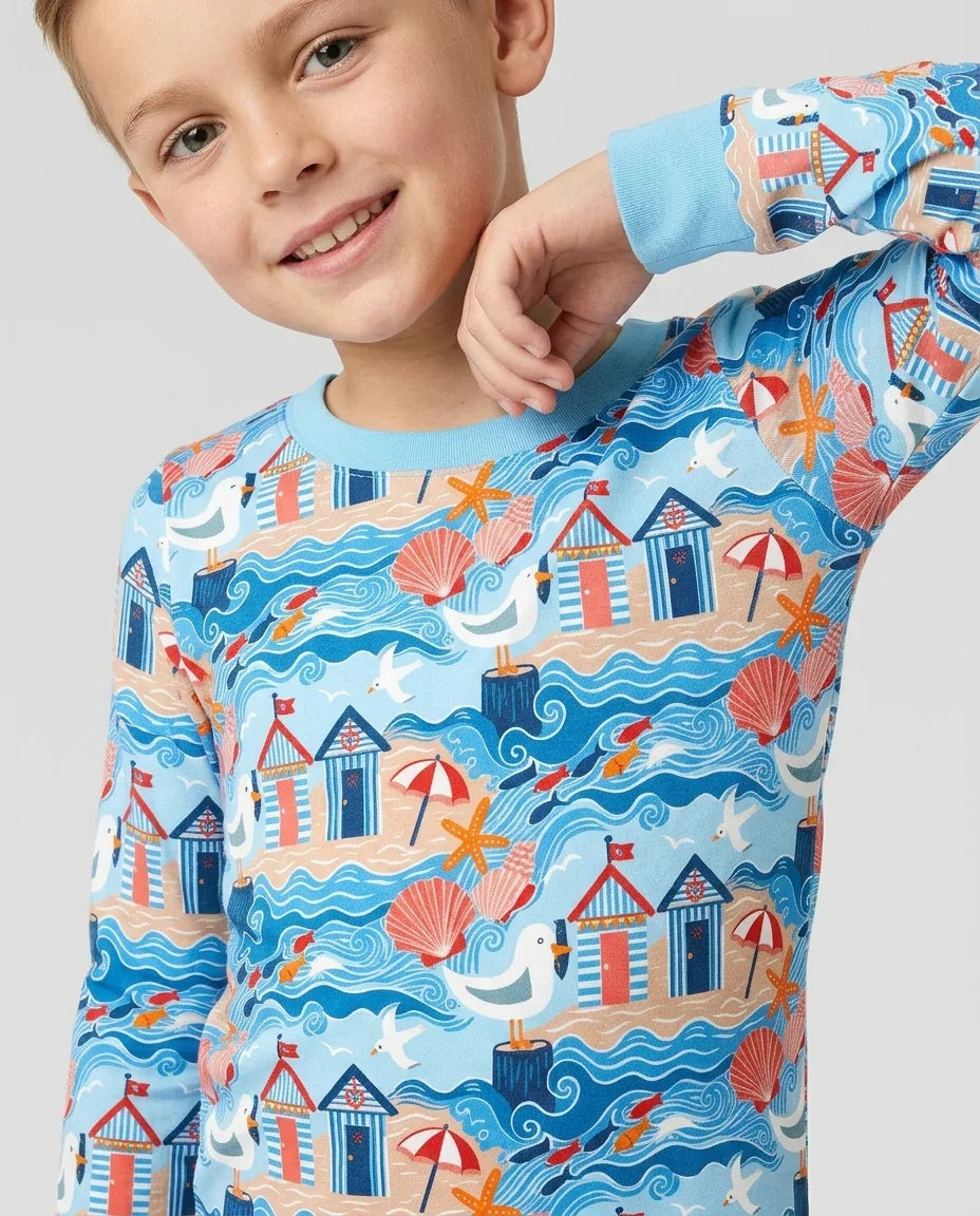Little Beach Day Bamboo Two Piece Long Sleeve Pajama Set