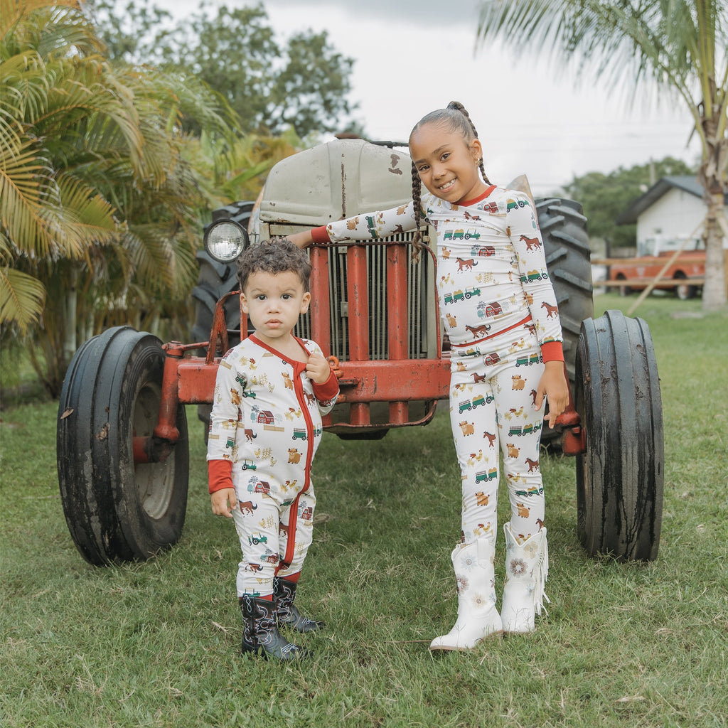 On the Farm Bamboo Long Sleeve Kids Pajama Pants Set