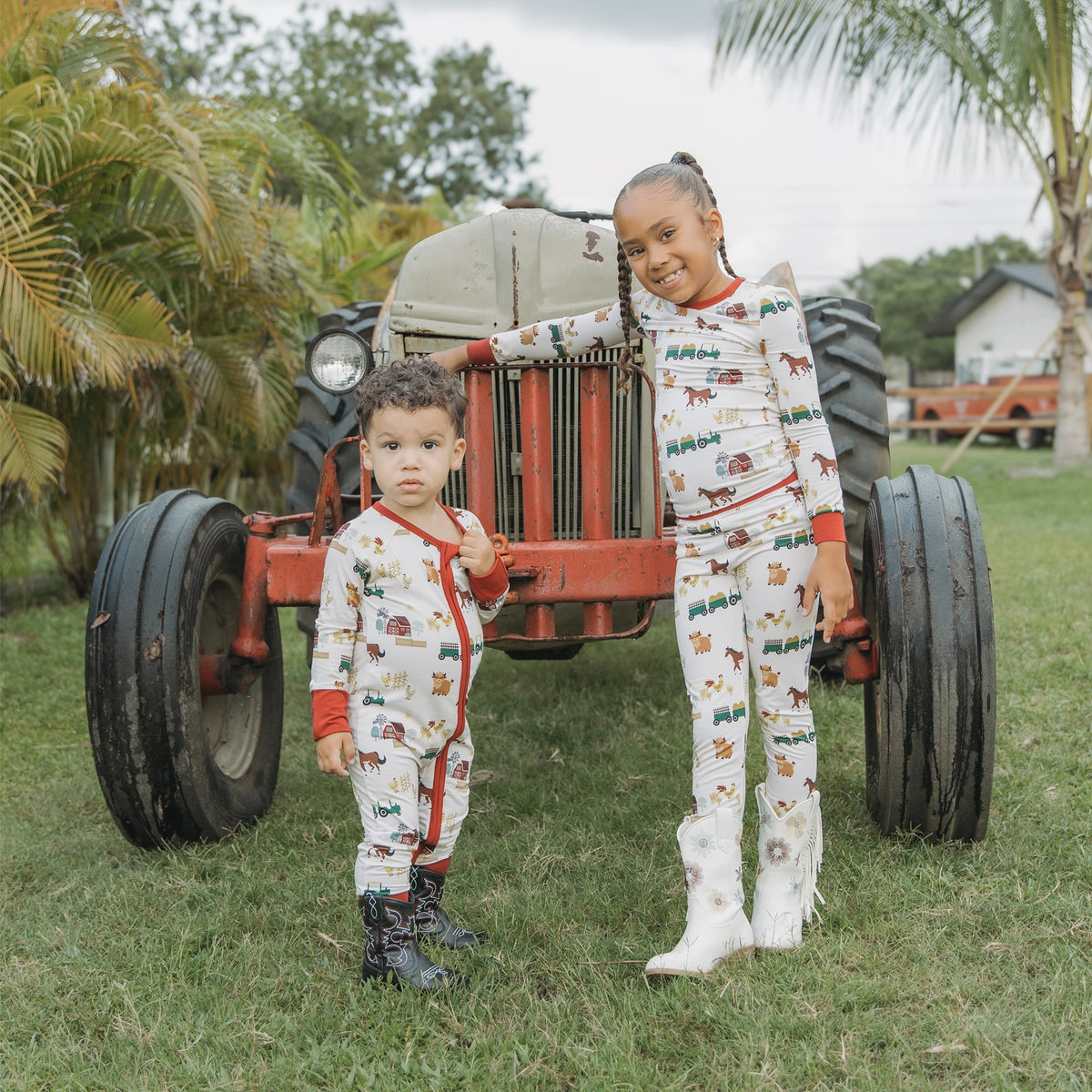 On the Farm Bamboo Long Sleeve Kids Pajama Pants Set