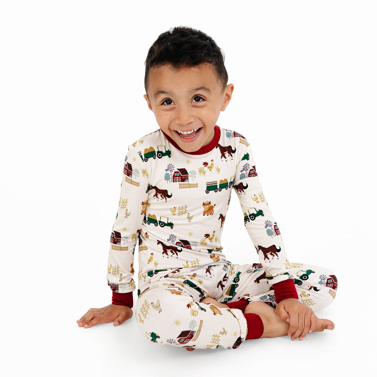 On the Farm Bamboo Long Sleeve Kids Pajama Pants Set