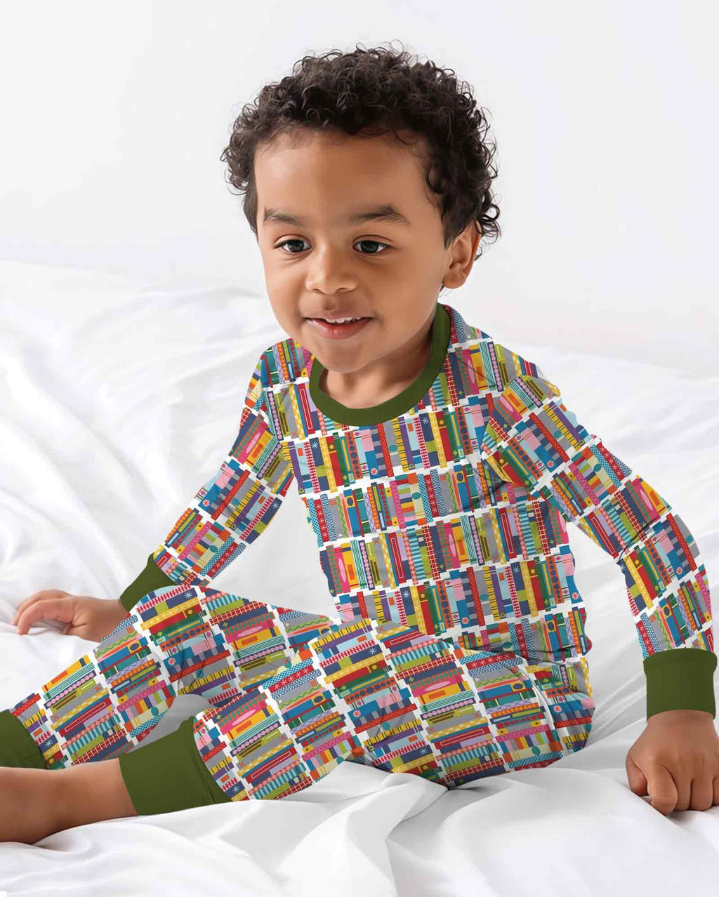 Rainbow Bookshelf Bamboo Two Piece Long Sleeve Pajama Set