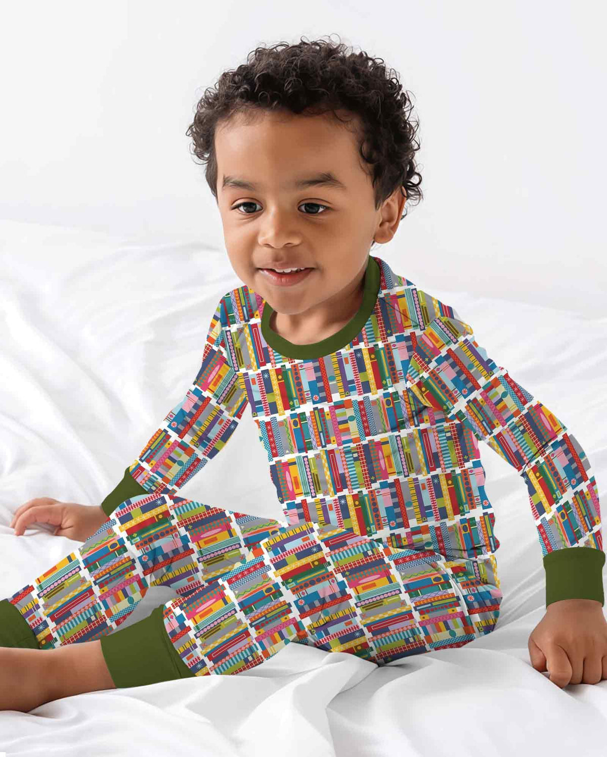 Rainbow Bookshelf Bamboo Two Piece Long Sleeve Pajama Set