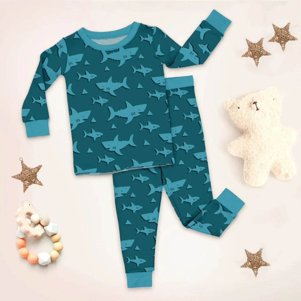 Sharks Bamboo Two Piece Long Sleeve Pajama Set
