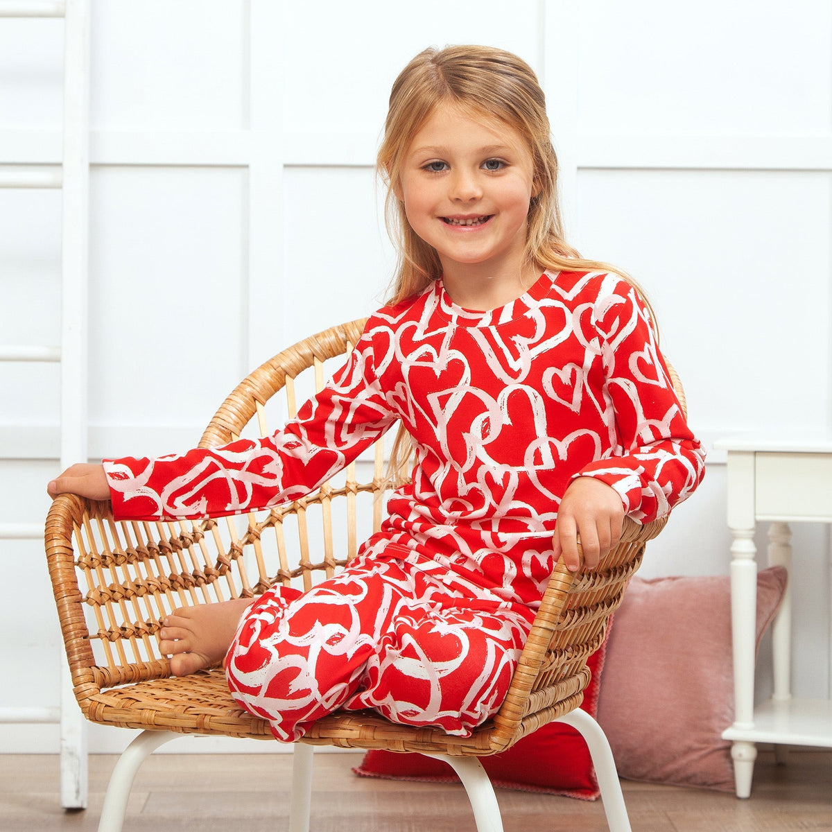 Girl Valentine's Happy Hearts Bamboo Pajama Set