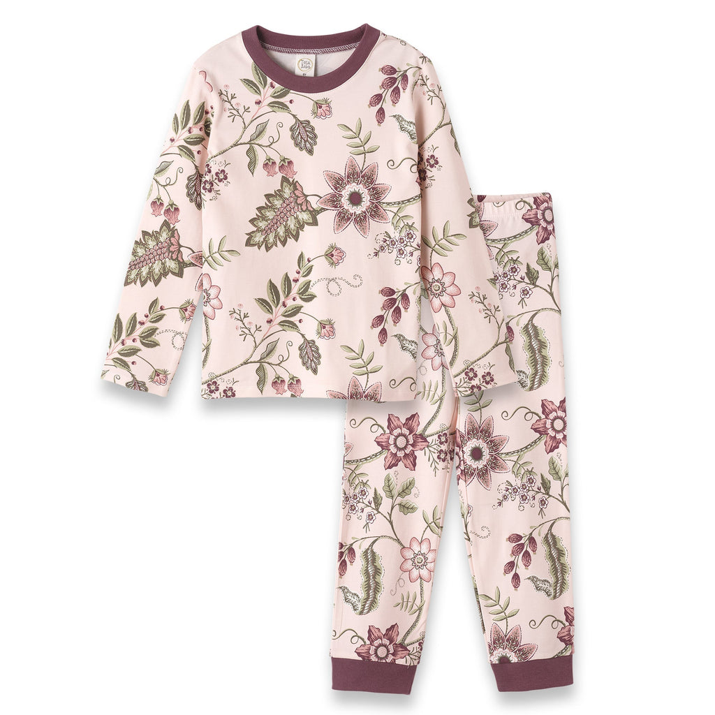 Girl's Floral Stitchery Bamboo Pajama Set 10Y & 12Y