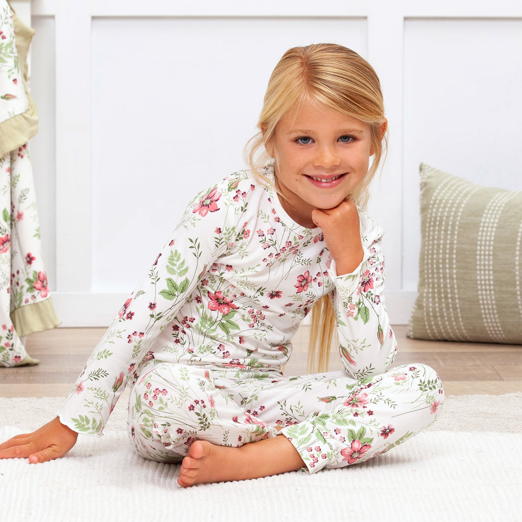 Pretty Petals Girl's Bamboo Pajama Set - Mommy and Me