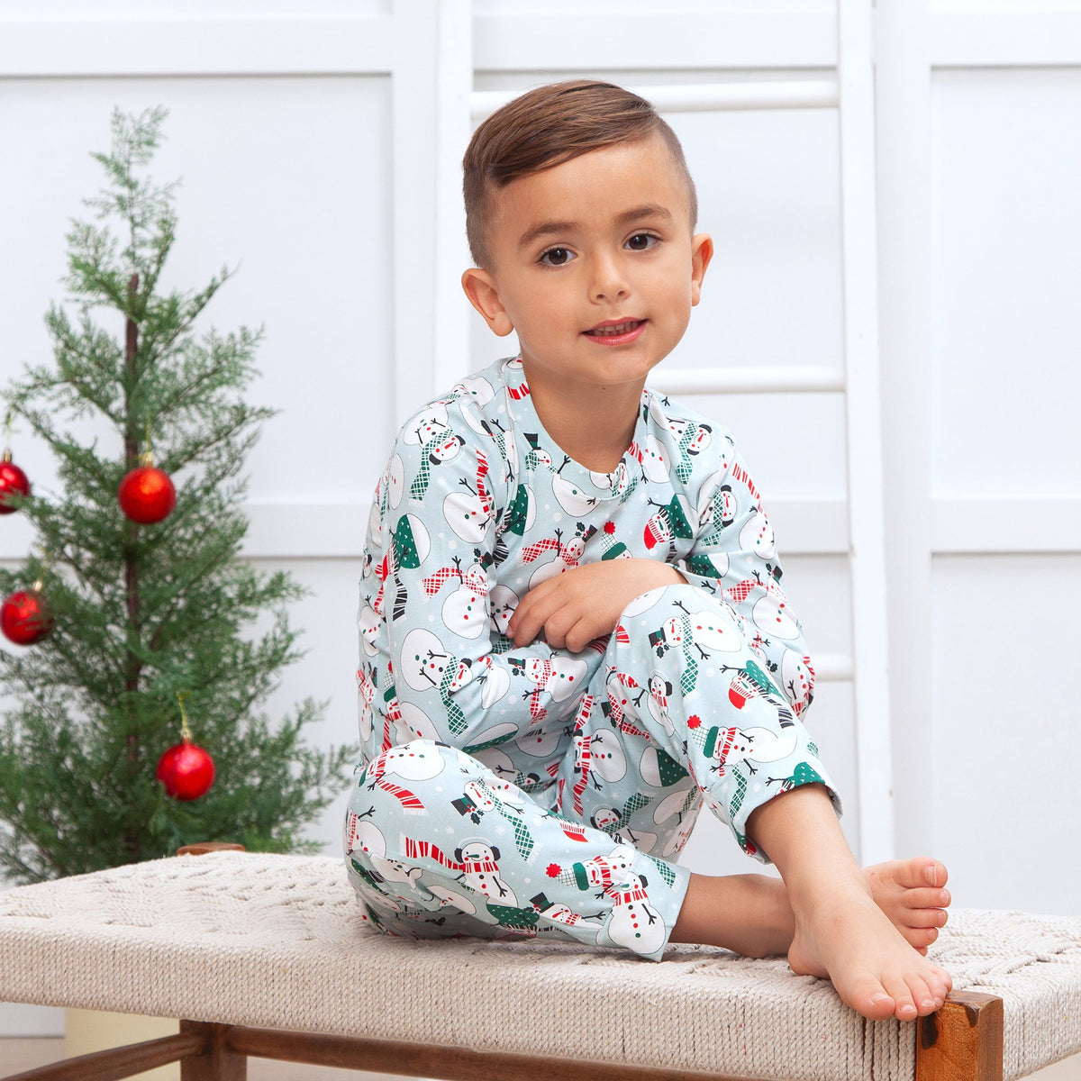 Christmas Snowmen Kids Bamboo Pajama Set