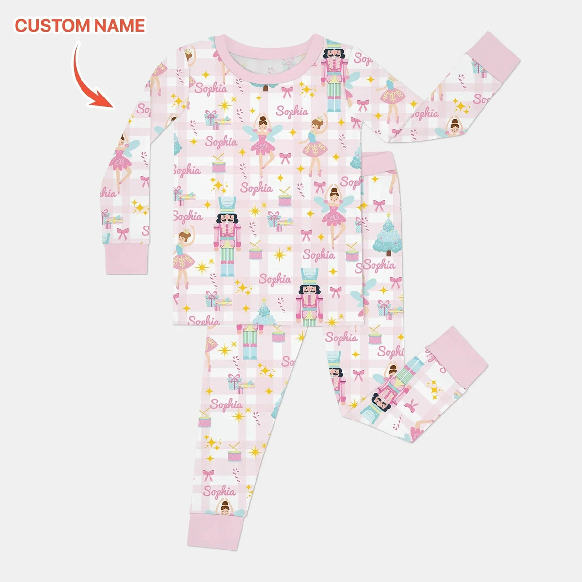 The Nutcracker Dreams Custom Name Bamboo Two Piece Long Sleeve Pajama Set