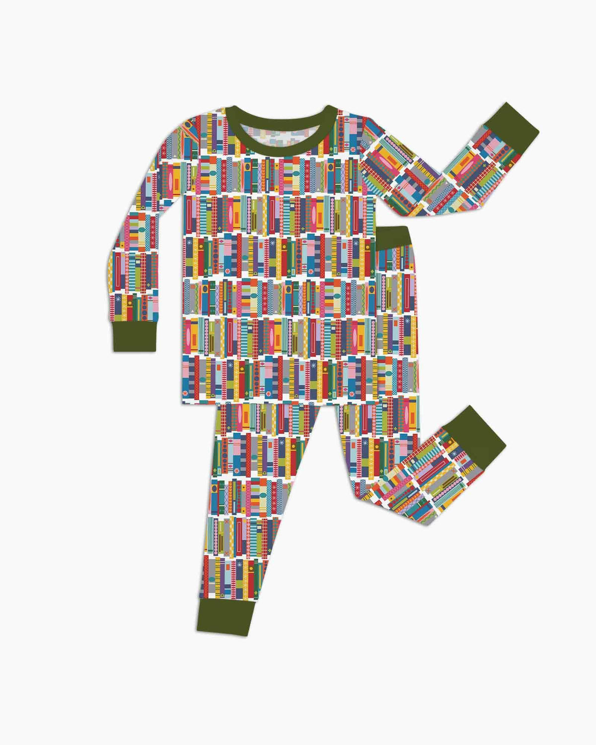 Rainbow Bookshelf Bamboo Two Piece Long Sleeve Pajama Set