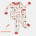 Vintage Christmas Toy Custom Name Boy Bamboo Two Piece Long Sleeve Pajama Set